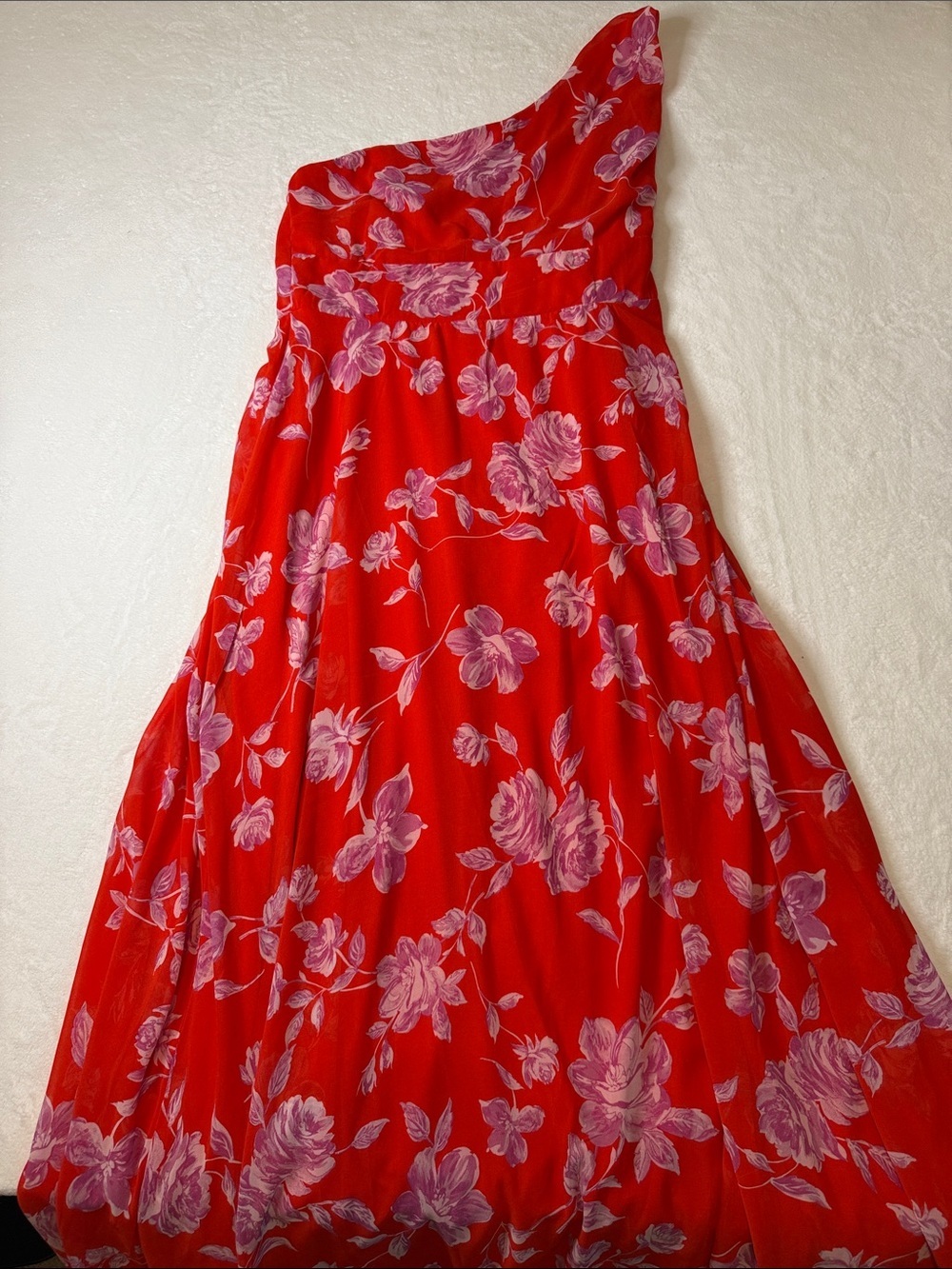 Premier Amour Bright Orange and Pink Floral Pattern Sundress